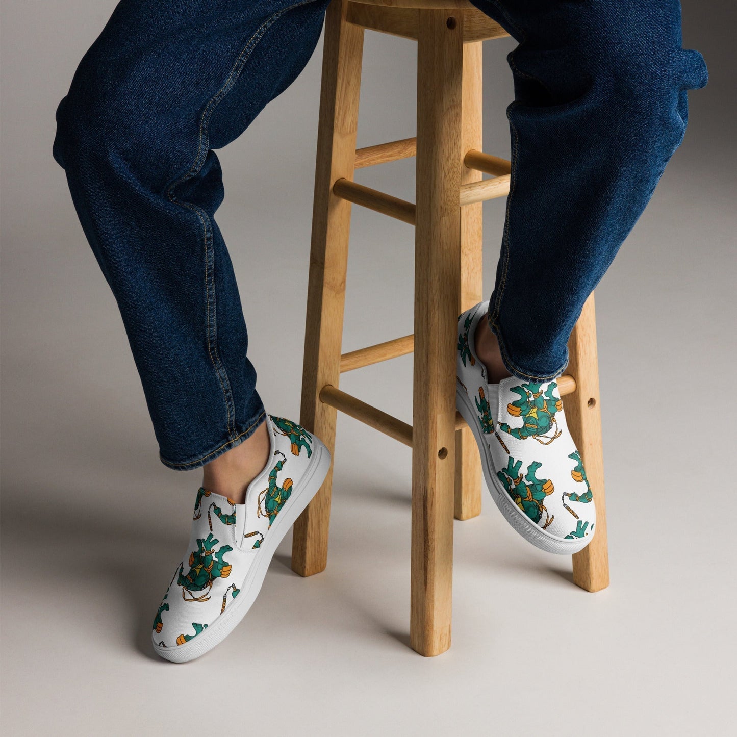 Kylian Mbappe Orange Ninja Turtle Michelangelo Men’s slip-on canvas shoes Shoes Football Kylian Mbappe Ninja Turtles PSG Real Madrid Next Cult Brand