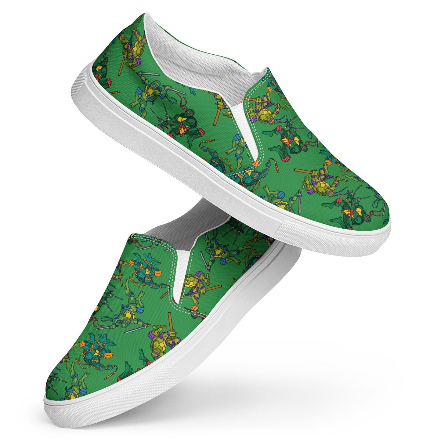 Kylian Mbappe Ninja Turtles funny football/ soccer meme Men’s slip-on canvas shoes green 13 Shoes Football Kylian Mbappe Ninja Turtles PSG Real Madrid Next Cult Brand