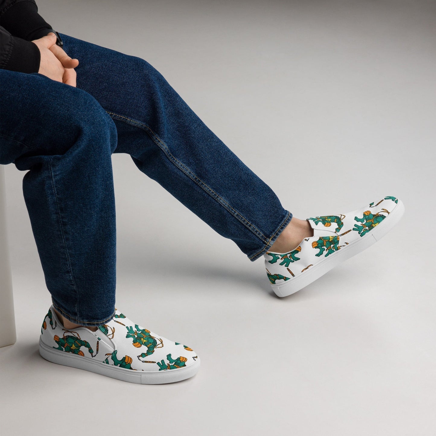 Kylian Mbappe Orange Ninja Turtle Michelangelo Men’s slip-on canvas shoes Shoes Football Kylian Mbappe Ninja Turtles PSG Real Madrid Next Cult Brand