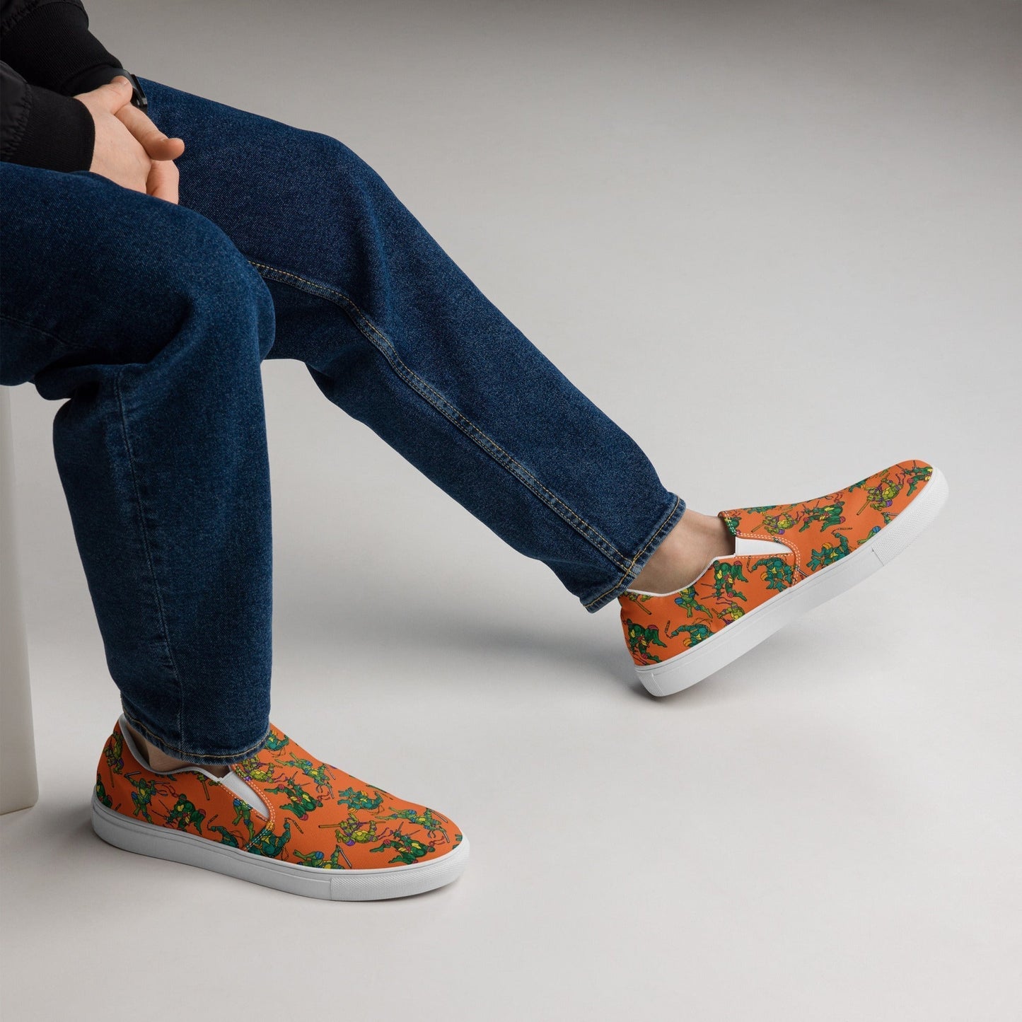 Kylian Mbappe Ninja Turtles funny football/ soccer meme Men’s slip-on canvas shoes orange Shoes Football Kylian Mbappe Ninja Turtles PSG Real Madrid Next Cult Brand