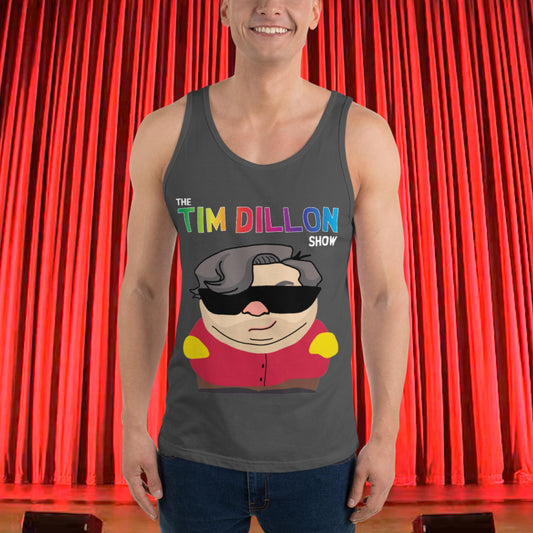 Tim Dillon Cartman, Southpark, The Tim Dillon Show, Tim Dillon Podcast, Tim Dillon Merch, Tim Dillon Men's Tank Top Asphalt Tank Tops Podcasts Stand-up Comedy Tim Dillon Next Cult Brand