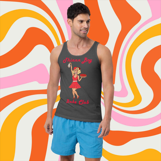 Thinnn Boy Bake Club The Fighter and The Kid TFATK Podcast Comedy 60s retro housewife Bryan Callen Tank Top Asphalt Tank Tops Bryan Callen Podcasts Stand-up Comedy The Fighter and The Kid (TFATK) Thinnn Boy Bake Club Next Cult Brand