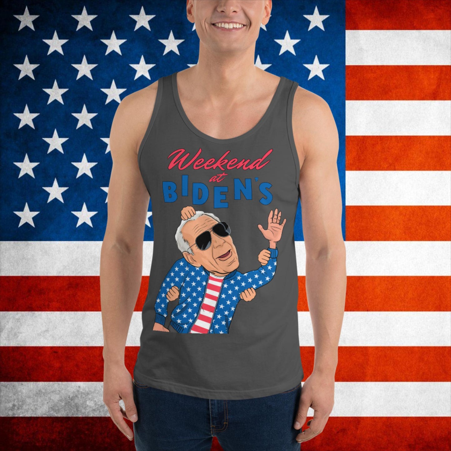 Weekend at Biden's Joe Biden Meme Democrat Republican Trump Trump Gift Biden Gift 90s Vintage Tank Top Asphalt Tank Tops Democrats Joe Biden Politics Next Cult Brand