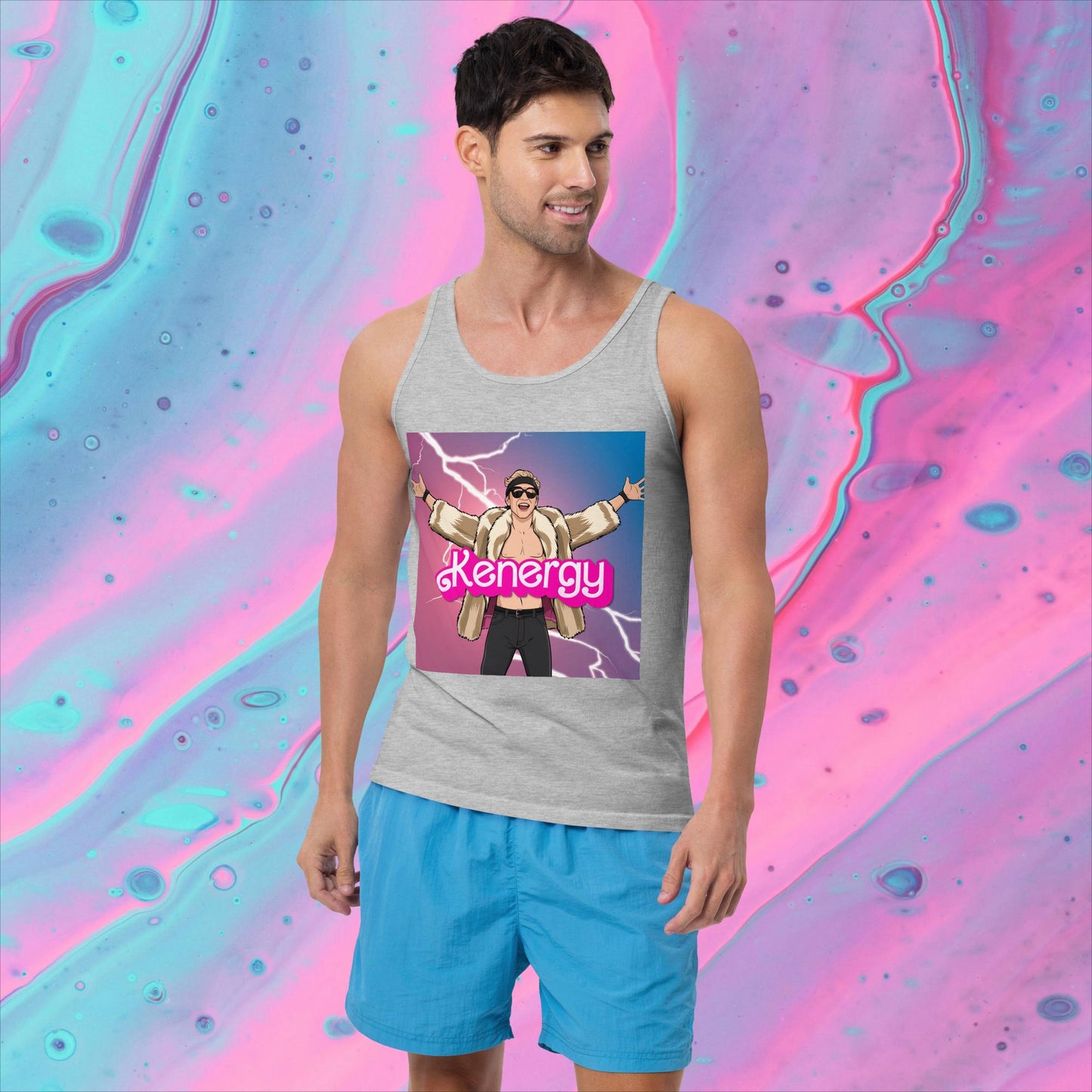 Kenergy Barbie Ryan Gosling Ken Tank Top Athletic Heather Tank Tops Barbie Celebrities Ken Kenergy Movies Ryan Gosling Next Cult Brand