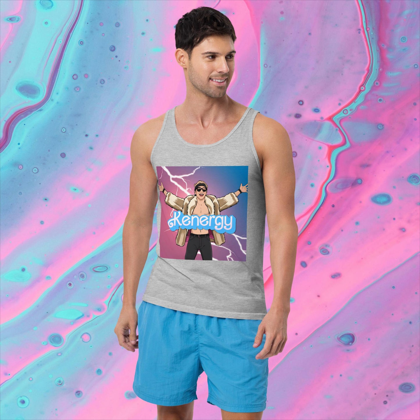 Kenergy Barbie Ryan Gosling Ken Tank Top Athletic Heather Tank Tops Barbie Celebrities Ken Kenergy Movies Ryan Gosling Next Cult Brand