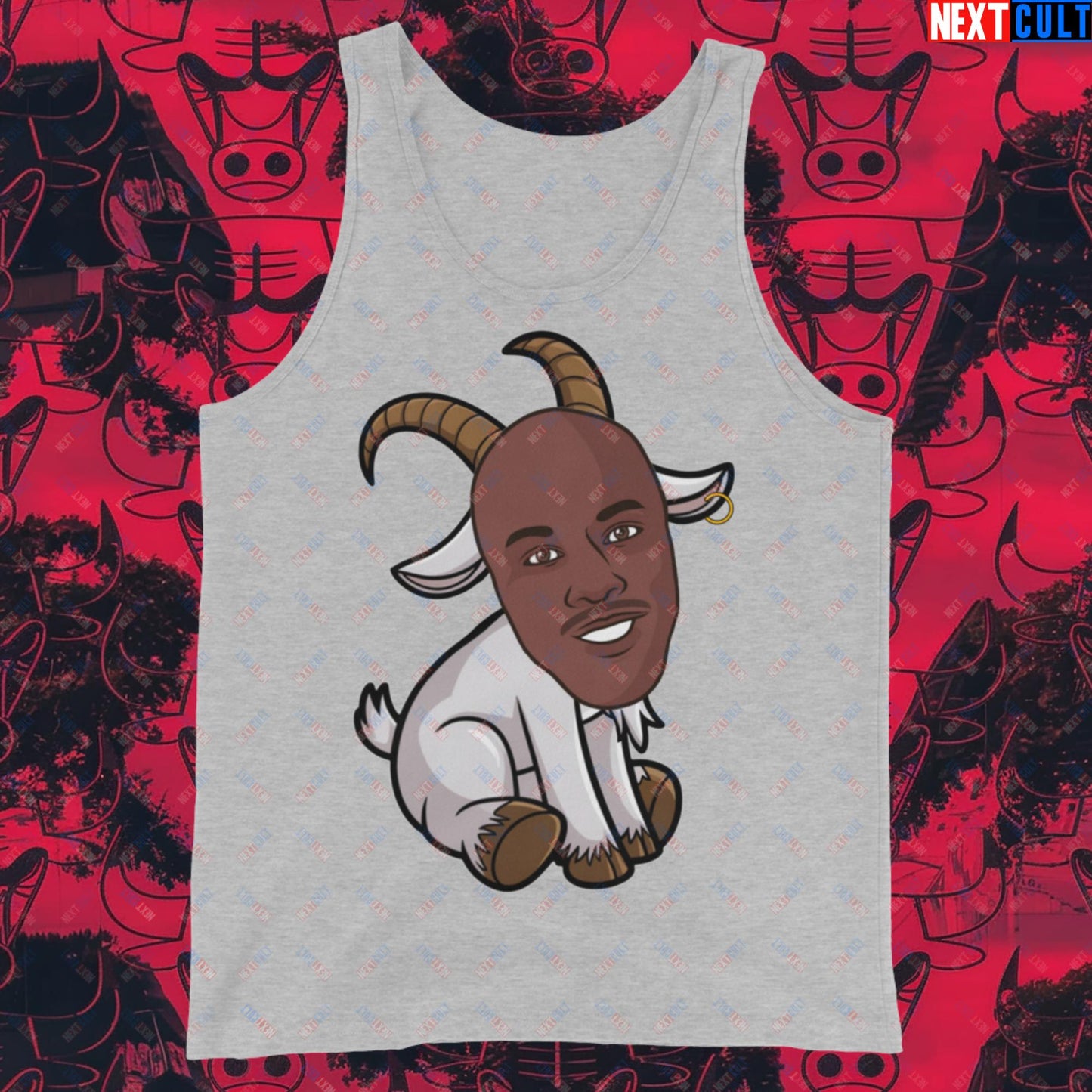 Michael Jordan G.O.A.T. Tank Top - Funny Basketball Meme Muscle Shirt - Greatest of All Time NBA Cartoon Design - Perfect Gift for Basketball Fans Tank Top Athletic Heather Tank Tops Basketball Chicago Bulls G.O.A.T. Michael Jordan NBA Next Cult Brand