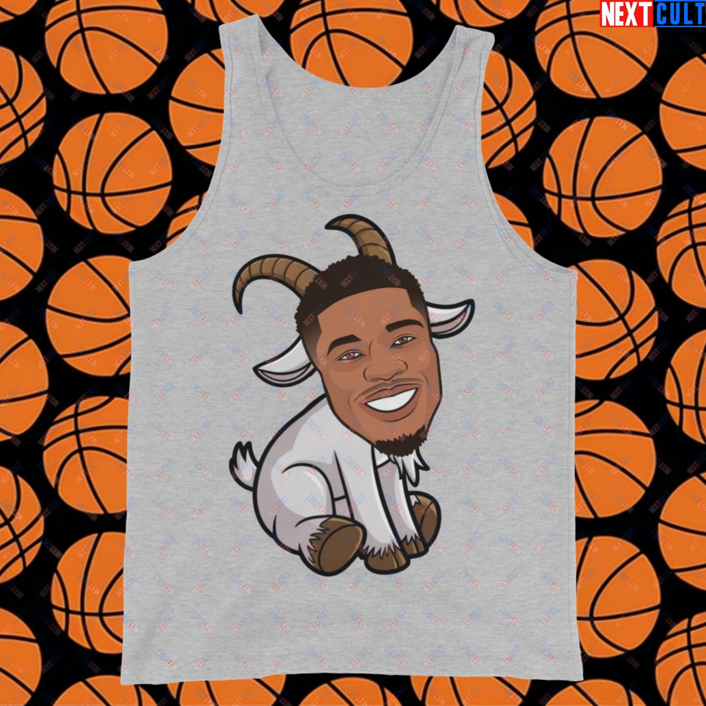 Giannis Antetokounmpo G.O.A.T. Tank Top - Funny Basketball Meme Muscle Shirt - Greatest of All Time Athletic Shirt for Basketball Fans - Perfect Gift for Giannis Fans Tank Top Athletic Heather Tank Tops Basketball G.O.A.T. Giannis Antetokounmpo Milwaukee Bucks NBA Next Cult Brand