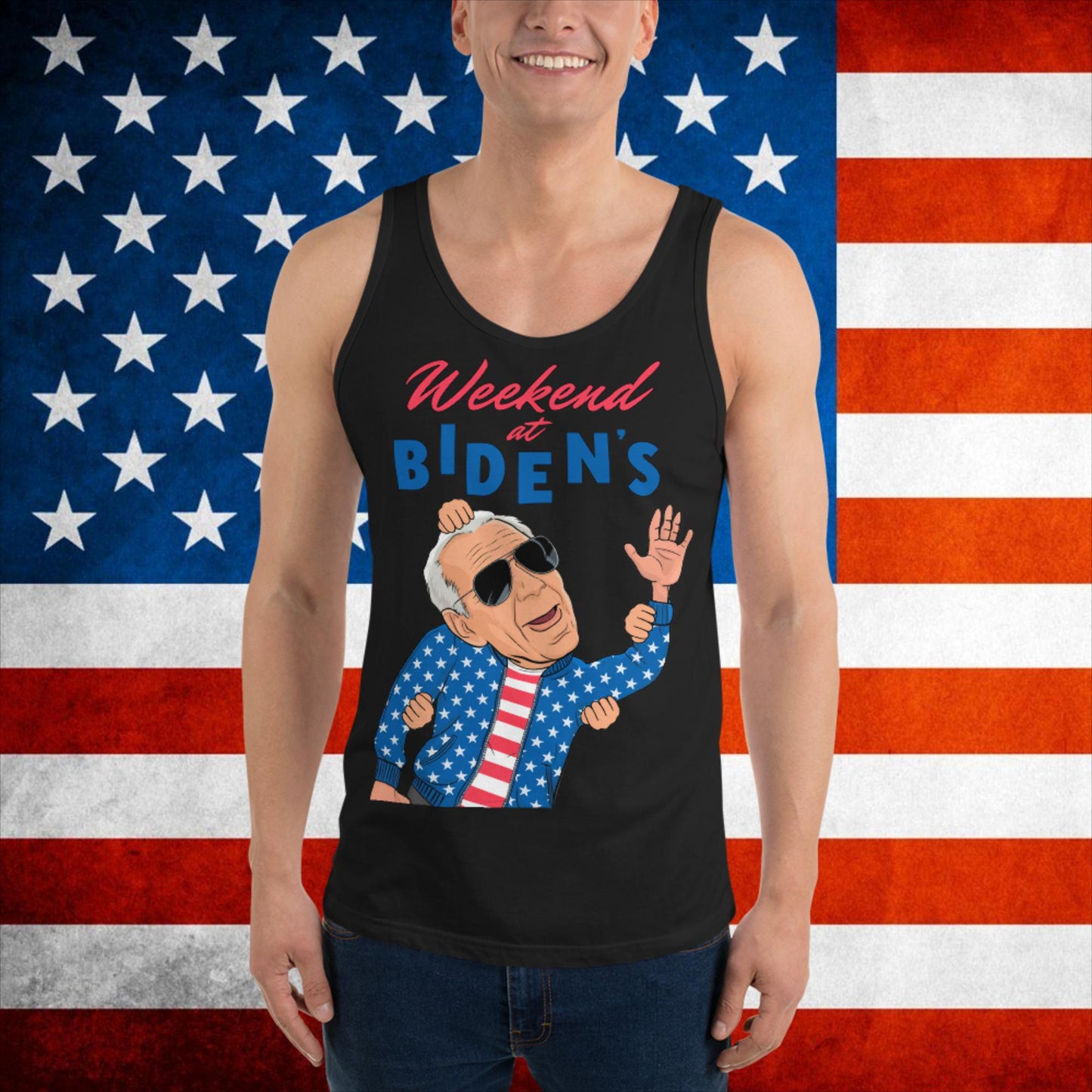 Weekend at Biden's Joe Biden Meme Democrat Republican Trump Trump Gift Biden Gift 90s Vintage Tank Top Black Tank Tops Democrats Joe Biden Politics Next Cult Brand