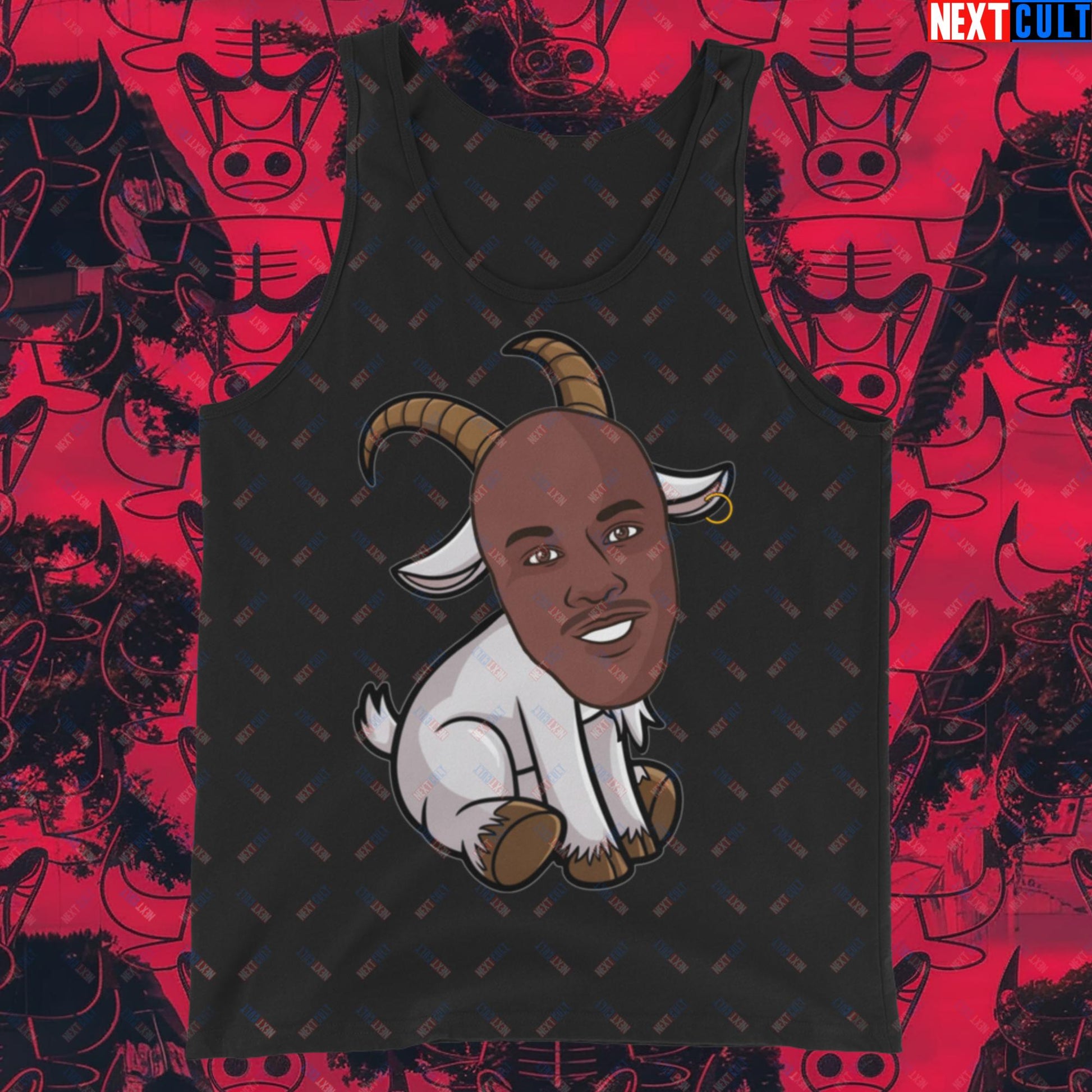 Michael Jordan G.O.A.T. Tank Top - Funny Basketball Meme Muscle Shirt - Greatest of All Time NBA Cartoon Design - Perfect Gift for Basketball Fans Tank Top Black Tank Tops Basketball Chicago Bulls G.O.A.T. Michael Jordan NBA Next Cult Brand