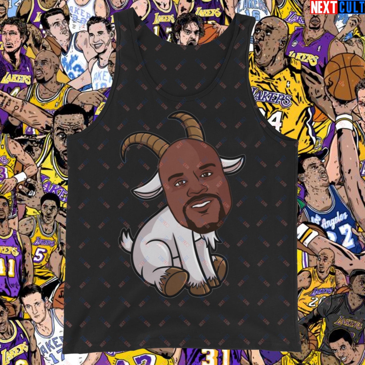 Shaquille O’Neal GOAT Tank Top - Shaq Basketball Meme Muscle Shirt - Greatest of All Time NBA Funny Cartoon Athletic Shirt for Basketball Fans - Perfect Gift for Shaq Lovers Tank Top Black Tank Tops Basketball G.O.A.T. Los Angeles Lakers NBA Orlando Magic Shaq Next Cult Brand