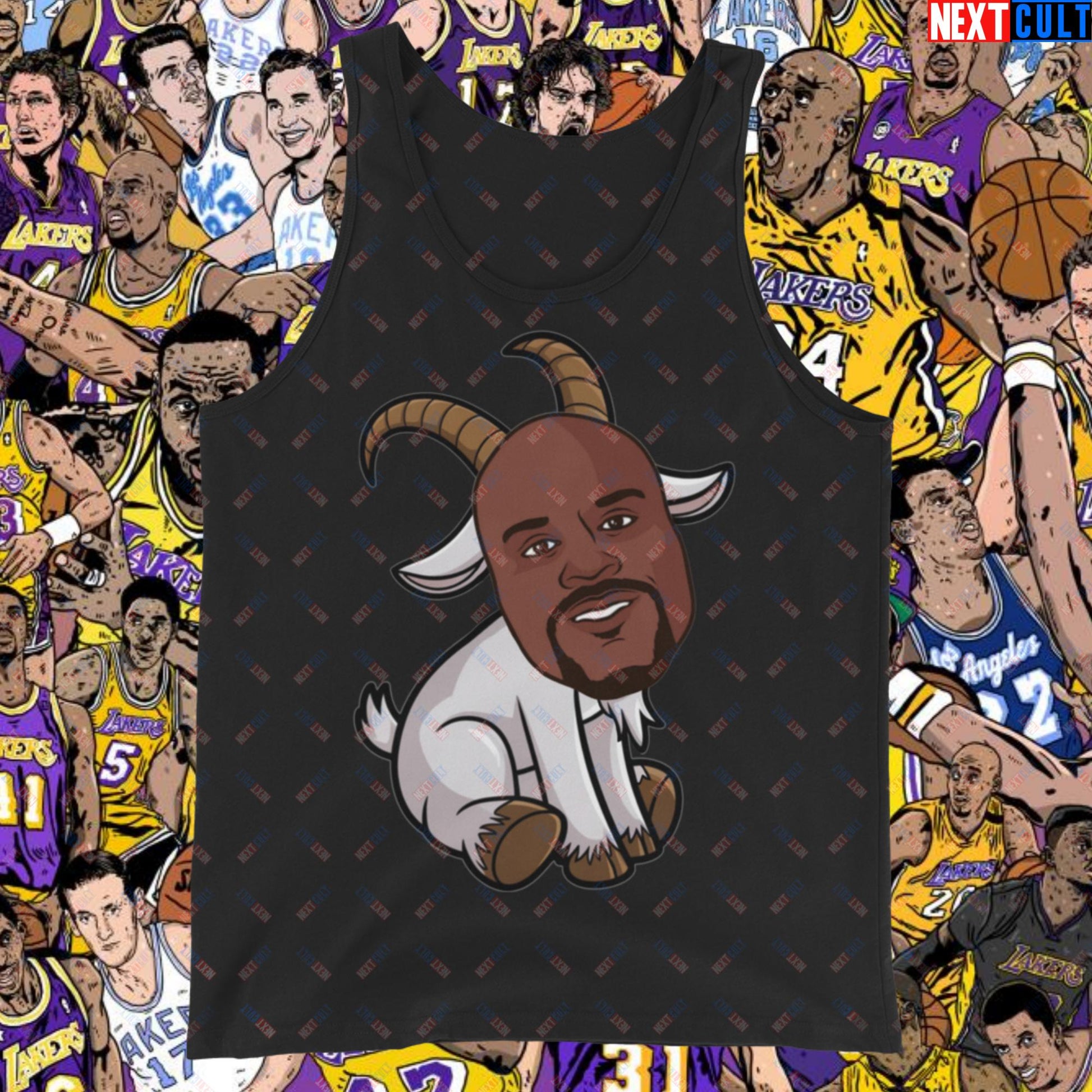 Shaquille O’Neal GOAT Tank Top - Shaq Basketball Meme Muscle Shirt - Greatest of All Time NBA Funny Cartoon Athletic Shirt for Basketball Fans - Perfect Gift for Shaq Lovers Tank Top Black Tank Tops Basketball G.O.A.T. Los Angeles Lakers NBA Orlando Magic Shaq Next Cult Brand