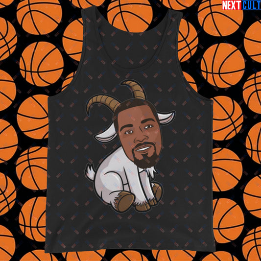 Kevin Durant G.O.A.T. Tank Top - Funny Basketball Meme Muscle Shirt - Greatest of All Time Athletic Shirt for Basketball Fans - Perfect Gift for Durant Fans Tank Top Black Tank Tops Basketball G.O.A.T. Golden State Warriors Kevin Durant NBA Oklahoma City Thunder Phoenix Suns Next Cult Brand
