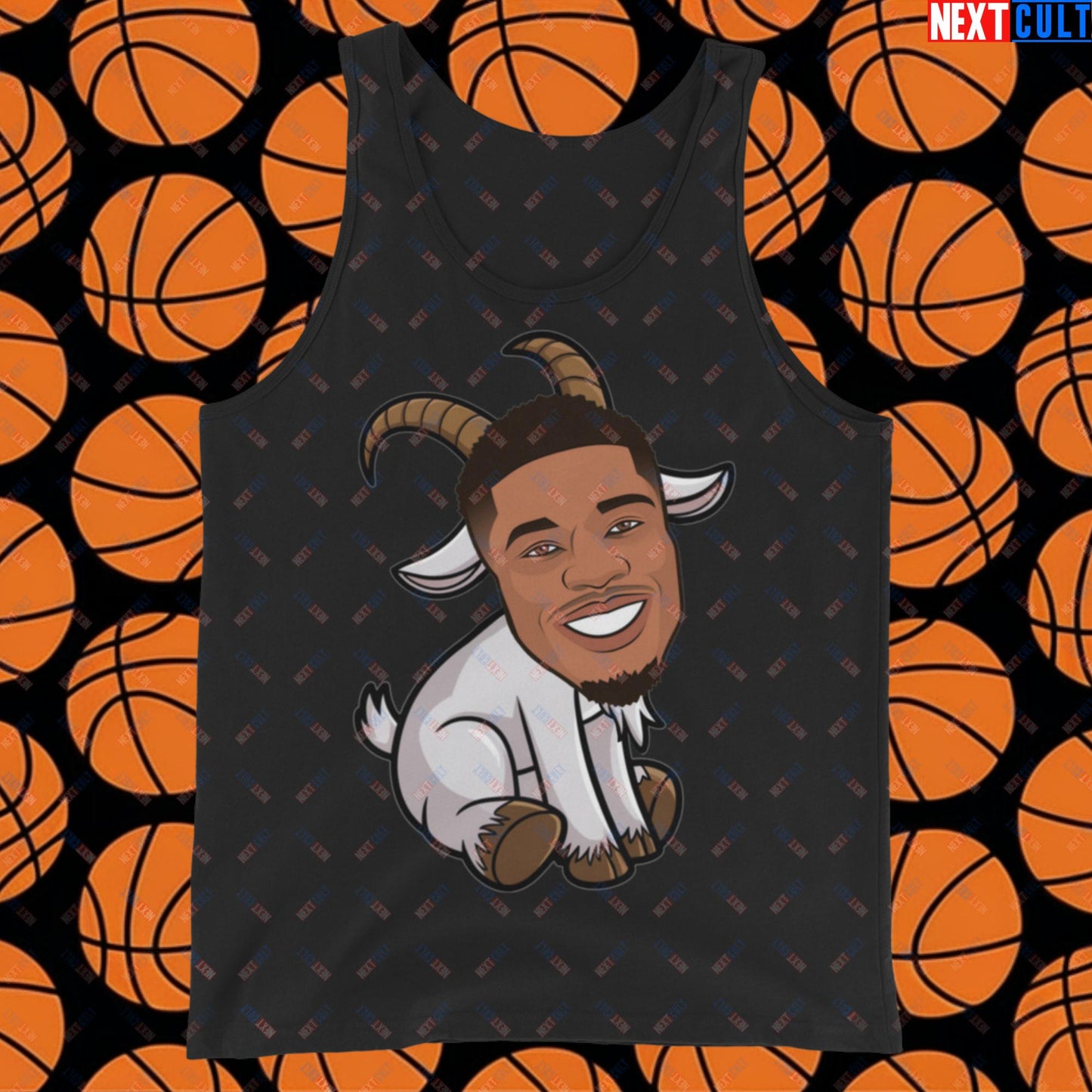 Giannis Antetokounmpo G.O.A.T. Tank Top - Funny Basketball Meme Muscle Shirt - Greatest of All Time Athletic Shirt for Basketball Fans - Perfect Gift for Giannis Fans Tank Top Black Tank Tops Basketball G.O.A.T. Giannis Antetokounmpo Milwaukee Bucks NBA Next Cult Brand