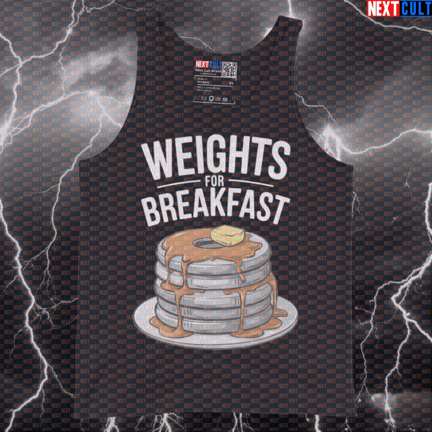 Weights For Breakfast Funny Gym Tank Top | Pancake Plates Muscle Shirt For Morning Lifters Tank Tops Bodybuilding Bulking Fast Food Fitness Gym Powerlifting Workout Next Cult Brand