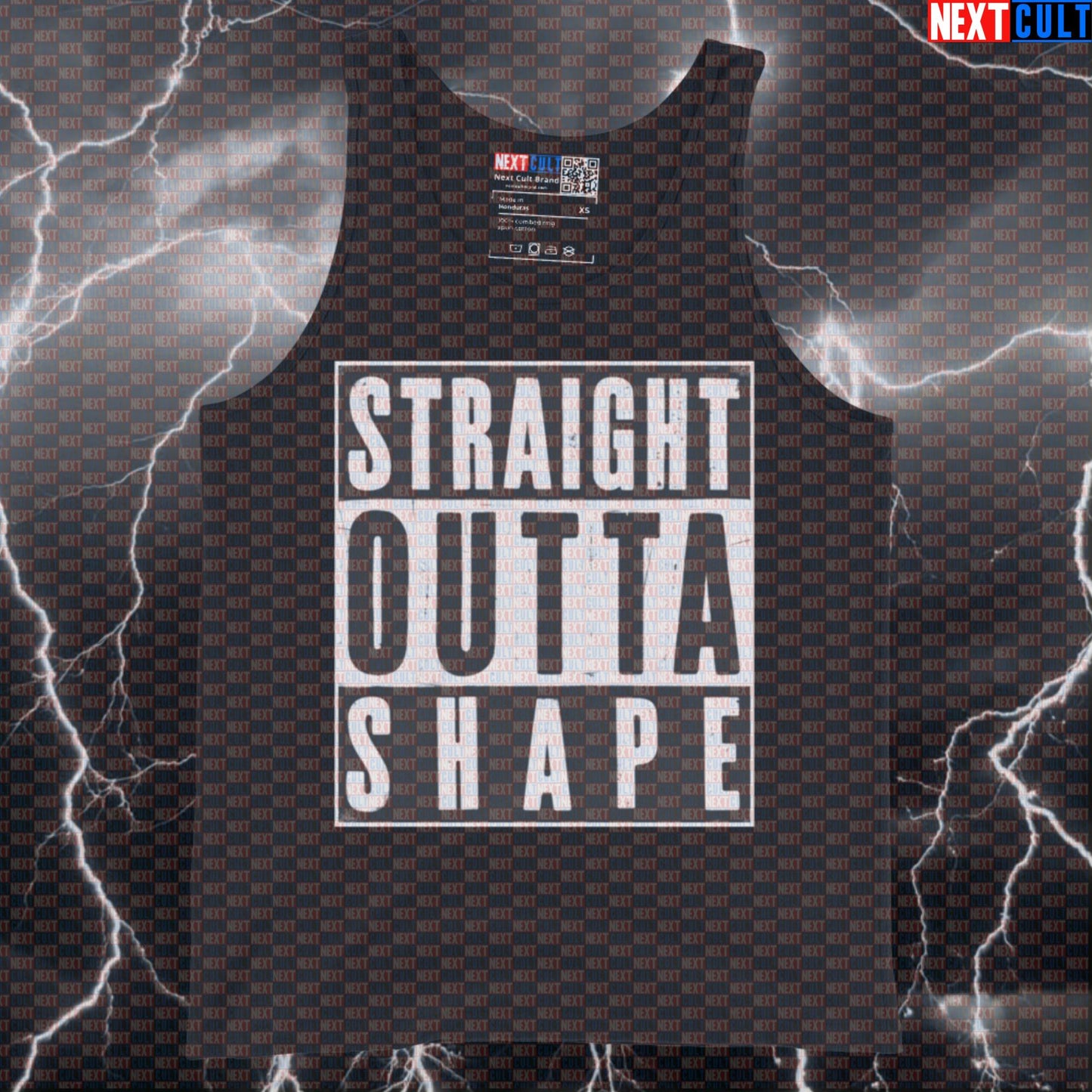 Straight Outta Shape Funny Gym Tank Top - Out of Shape Fitness Meme Muscle Shirt Vest Tank Tops Bodybuilding Cardio Fitness Gym Hip Hop Workout Next Cult Brand