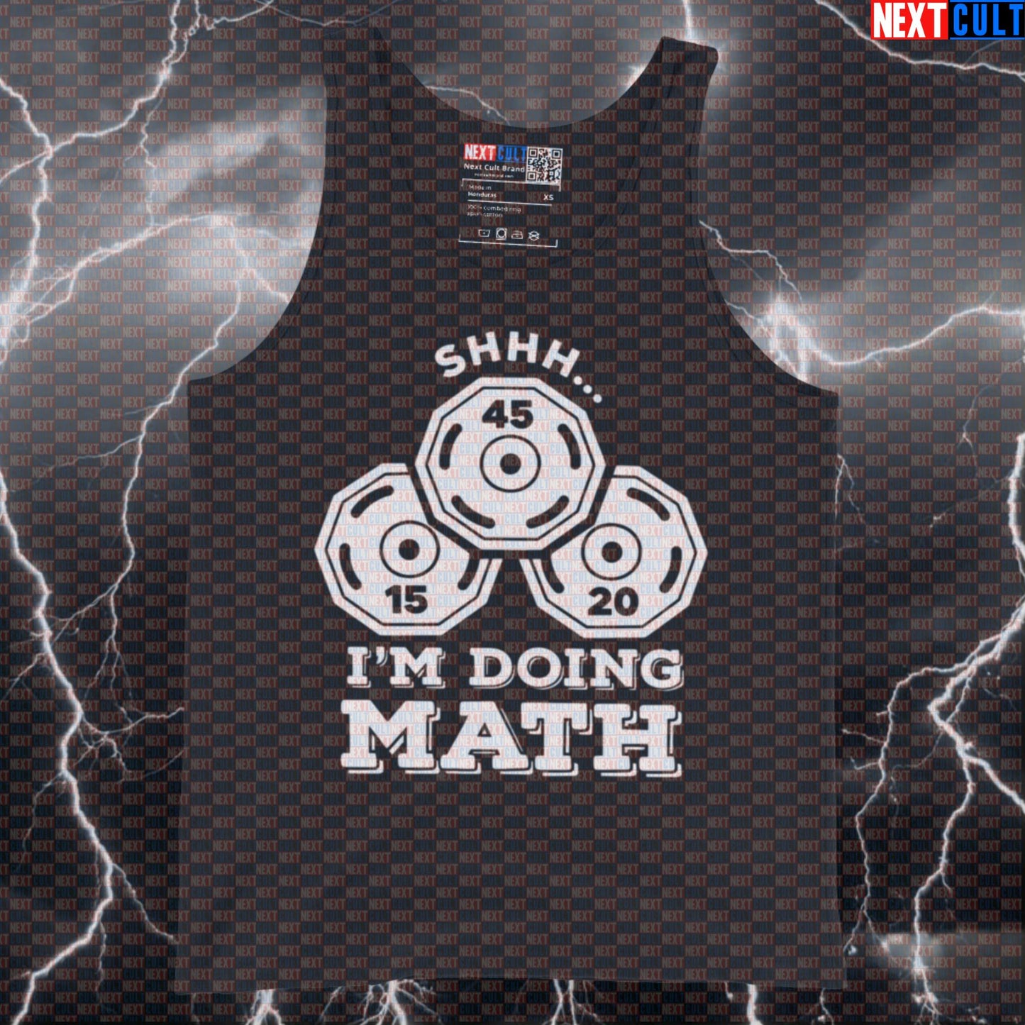 Funny Gym Meme Tank Top - "Shhh I'm Doing Plate Math" Workout Vest & Muscle Shirt for Lifters Tank Tops Bodybuilding Fitness Gym Powerlifting Workout Next Cult Brand