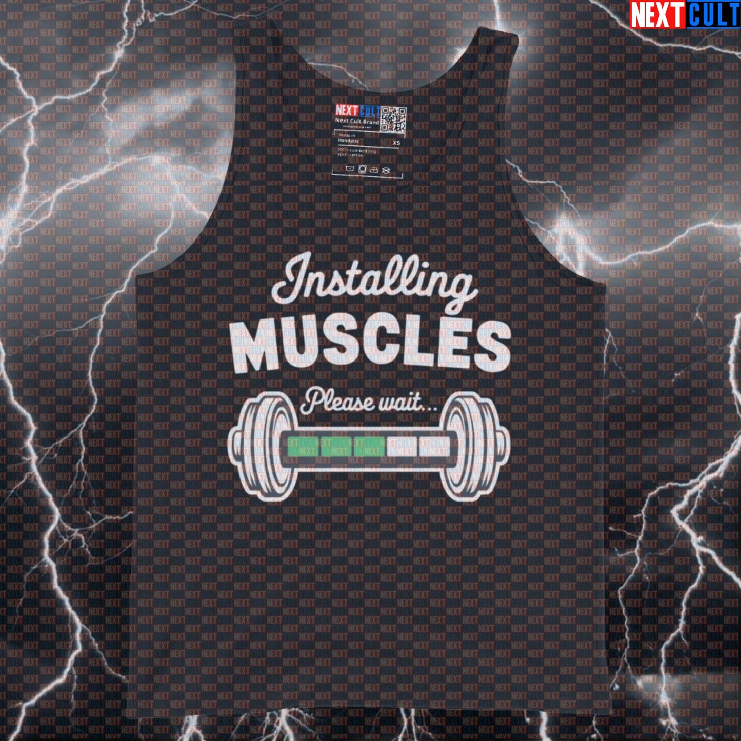 Funny Installing Muscles Gym Meme Tank Top - Workout Vest Muscle Shirt for Bodybuilding Tank Tops Bodybuilding Fitness Gym Powerlifting Workout Next Cult Brand