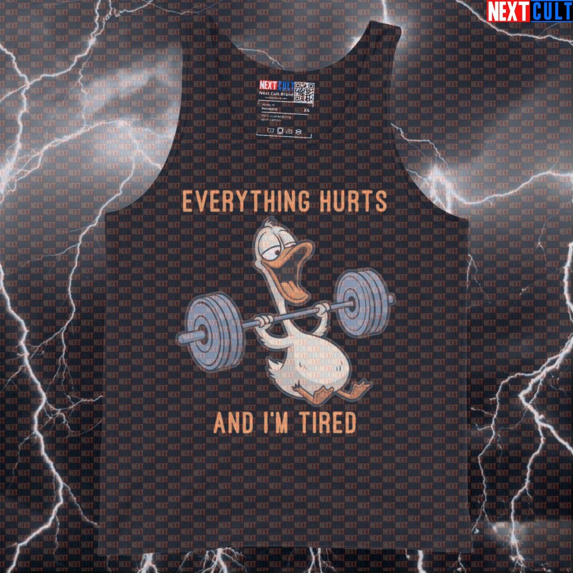 Everything Hurts And I'm Tired Funny Gym Tank Top | Duck Meme Workout Vest for Muscle Shirt Lovers Tank Tops Bodybuilding Fitness Gym Workout Next Cult Brand