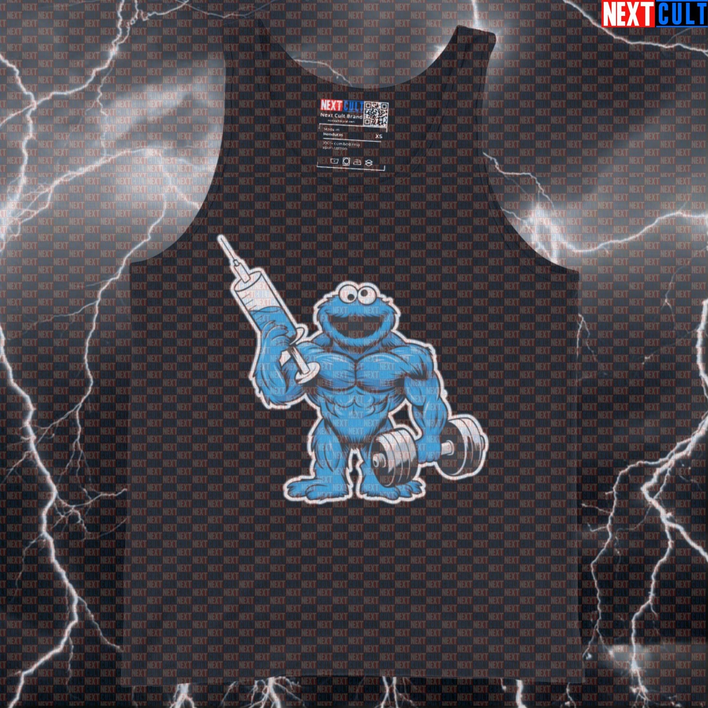 Funny Enhanced Monster Gym Tank Top | Non Natty Muscle Shirt | Gym Bro Workout Vest Tank Tops Bodybuilding Cookie Monster Fitness Gym Steroids TV Workout Next Cult Brand