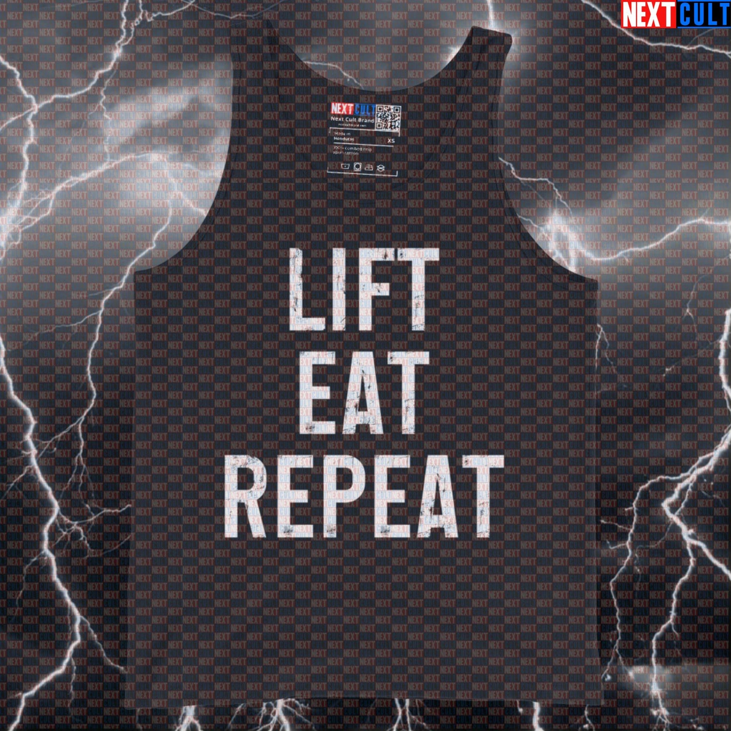 Lift Eat Repeat Funny Gym Tank Top | Muscle Shirt For Bodybuilding & Weightlifting | Fitness Meme Vest Tank Tops Bodybuilding Fast Food Fitness Gym Powerlifting Workout Next Cult Brand