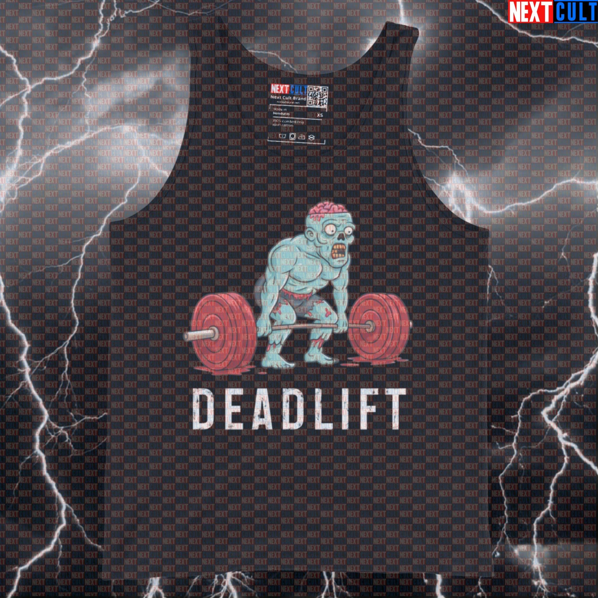 Funny Zombie Deadlift Gym Tank Top | Muscle Shirt For Deadlift Lovers & Leg Day | Fitness Meme Athletic Shirt Tank Tops Bodybuilding Fitness Gym Halloween Leg Day Powerlifting Workout Zombie Next Cult Brand