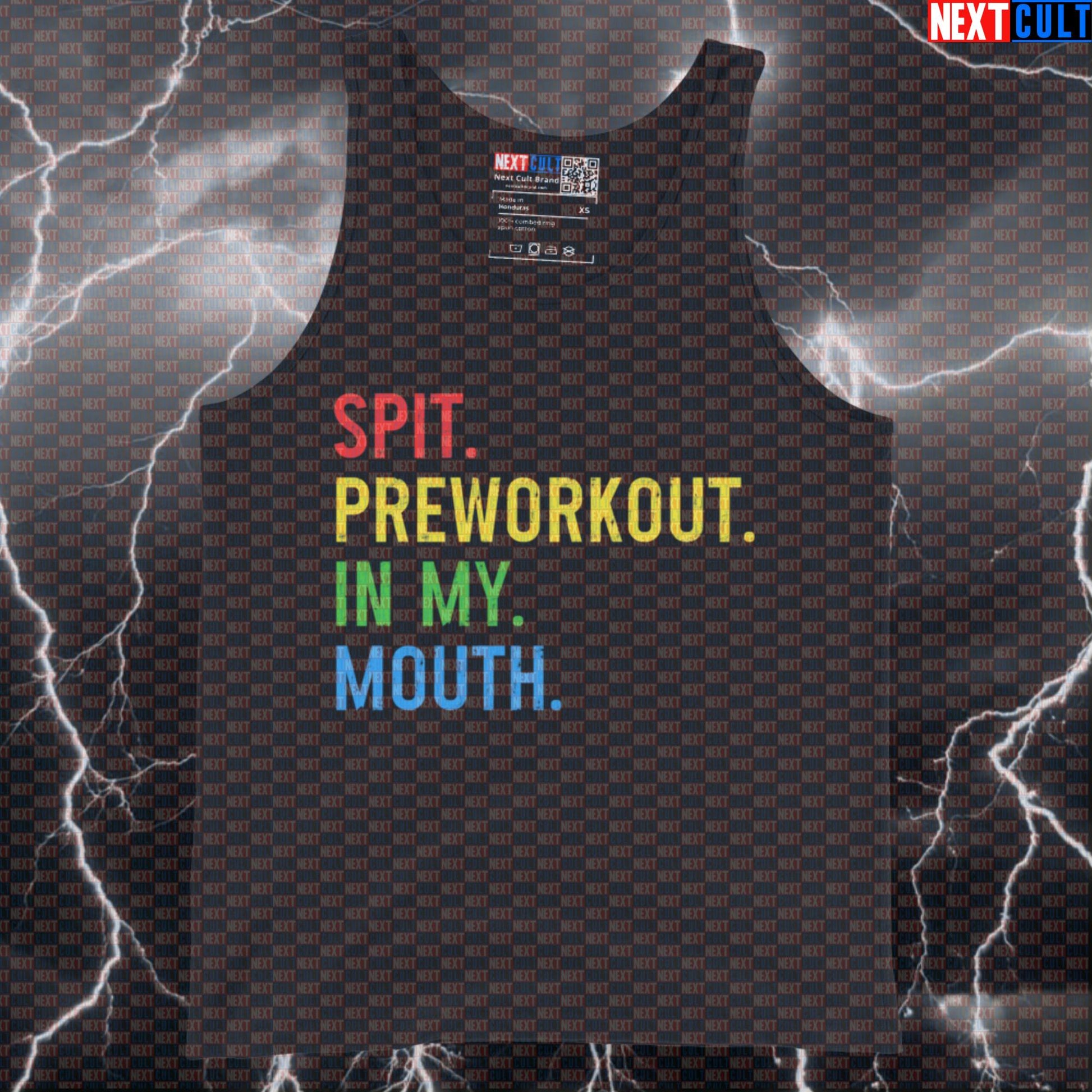 Spit Preworkout In My Mouth Funny Gym Tank Top | Pre-workout Meme Muscle Shirt For Lifters Tank Tops Bodybuilding Fitness Gym Powerlifting Workout Next Cult Brand