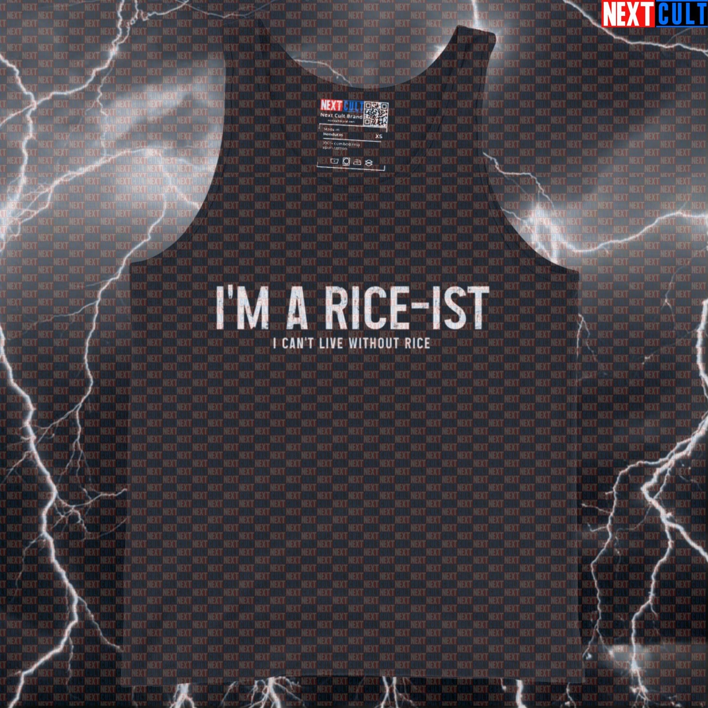 Funny I'm A Rice-ist Gym Tank Top | Bodybuilding Muscle Shirt For Rice Lovers & Lifters | Workout Vest Tank Tops Bodybuilding Bulking Fast Food Fitness Gym Workout Next Cult Brand