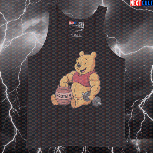 Funny Gym Bear Protein Tank Top: Hilarious Fitness Meme Muscle Shirt for Lifters Tank Tops Bodybuilding Films Fitness Gym Workout Next Cult Brand
