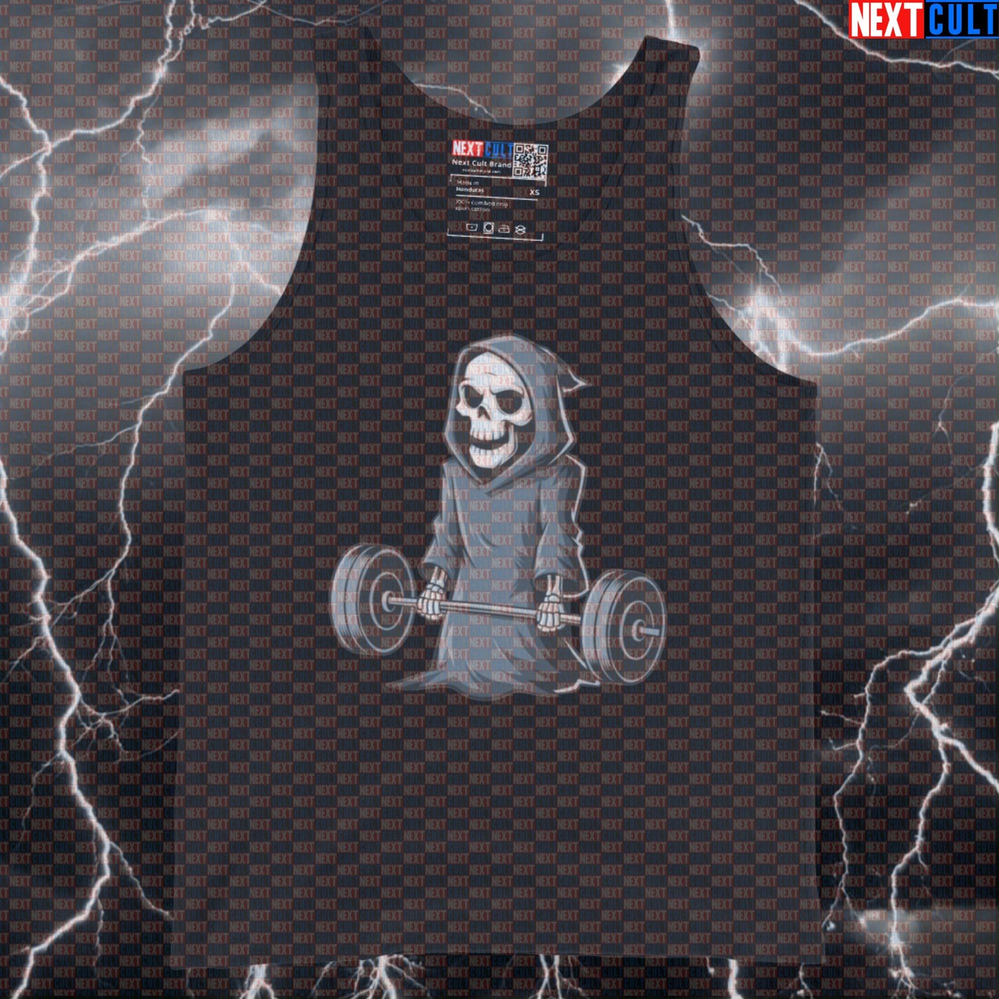 Grim Reaper Deadlift Gym Tank Top | Funny Workout Muscle Shirt For Powerlifters & Leg Day Fans Tank Tops Bodybuilding Fitness Gym Halloween Leg Day Powerlifting Workout Next Cult Brand