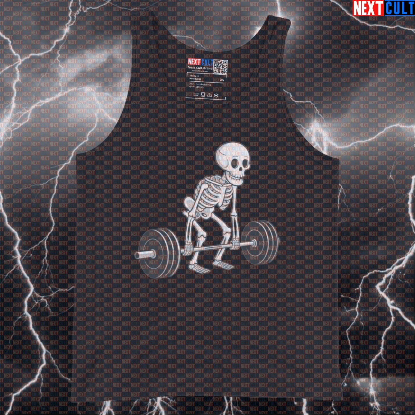 Funny Skeleton Deadlift Gym Tank Top | Muscle Shirt For Powerlifters & Deadlift Lovers | Fitness Meme Vest Tank Tops Bodybuilding Fitness Gym Halloween Leg Day Powerlifting Workout Next Cult Brand