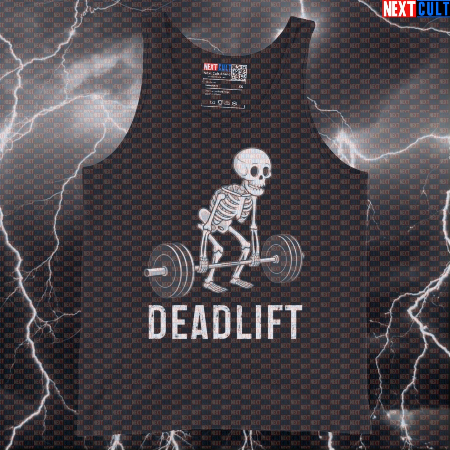 Funny Skeleton Deadlift Gym Tank Top | Muscle Shirt For Weightlifters & Deadlift Lovers | Fitness Meme Vest Tank Tops Bodybuilding Fitness Gym Halloween Leg Day Powerlifting Workout Next Cult Brand