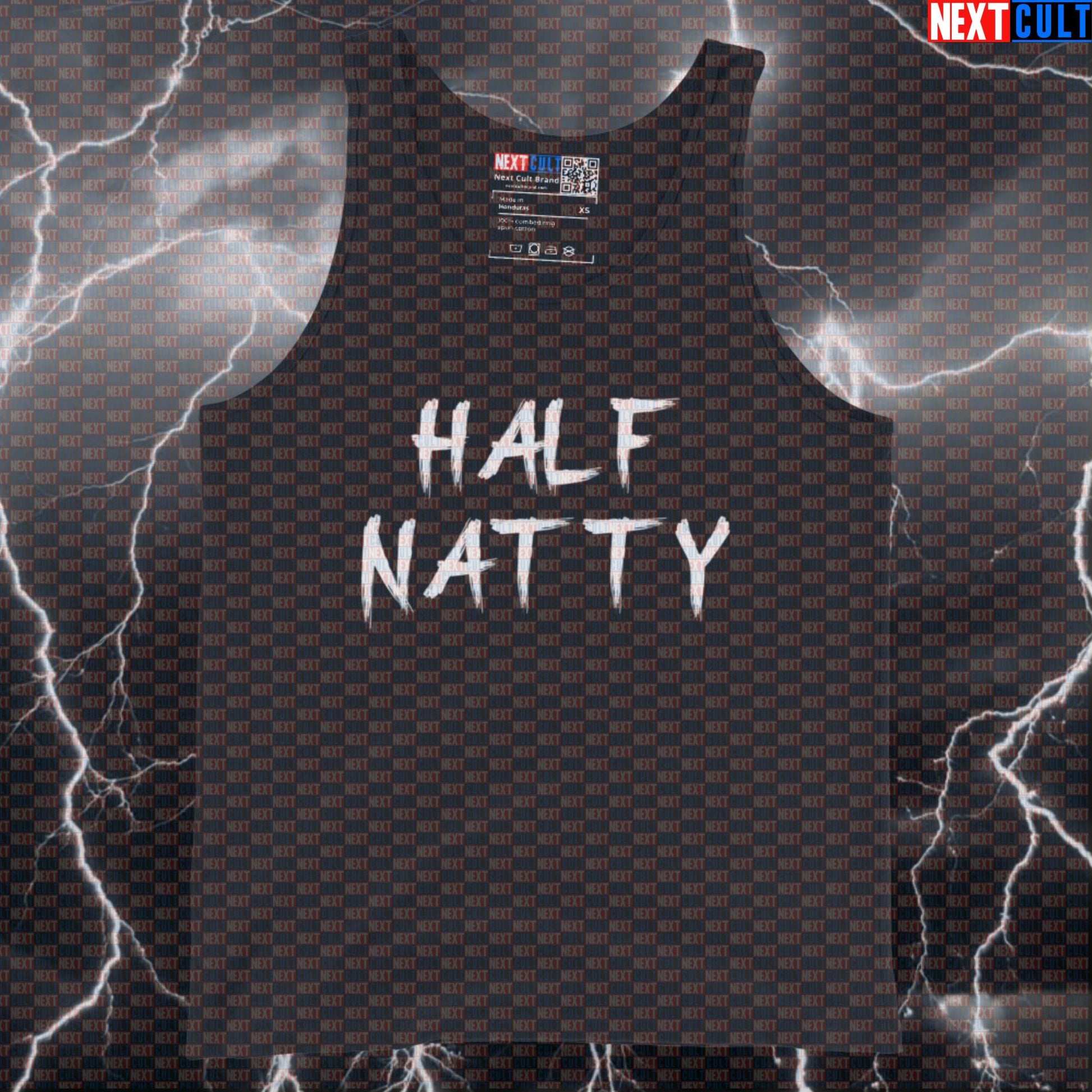 Half Natty Half Natural Funny Gym Tank Top | Muscle Shirt For Lifters & Gym Bros | Fitness Meme Vest Bodybuilding Fitness Gym Natty Steroids Workout Next Cult Brand