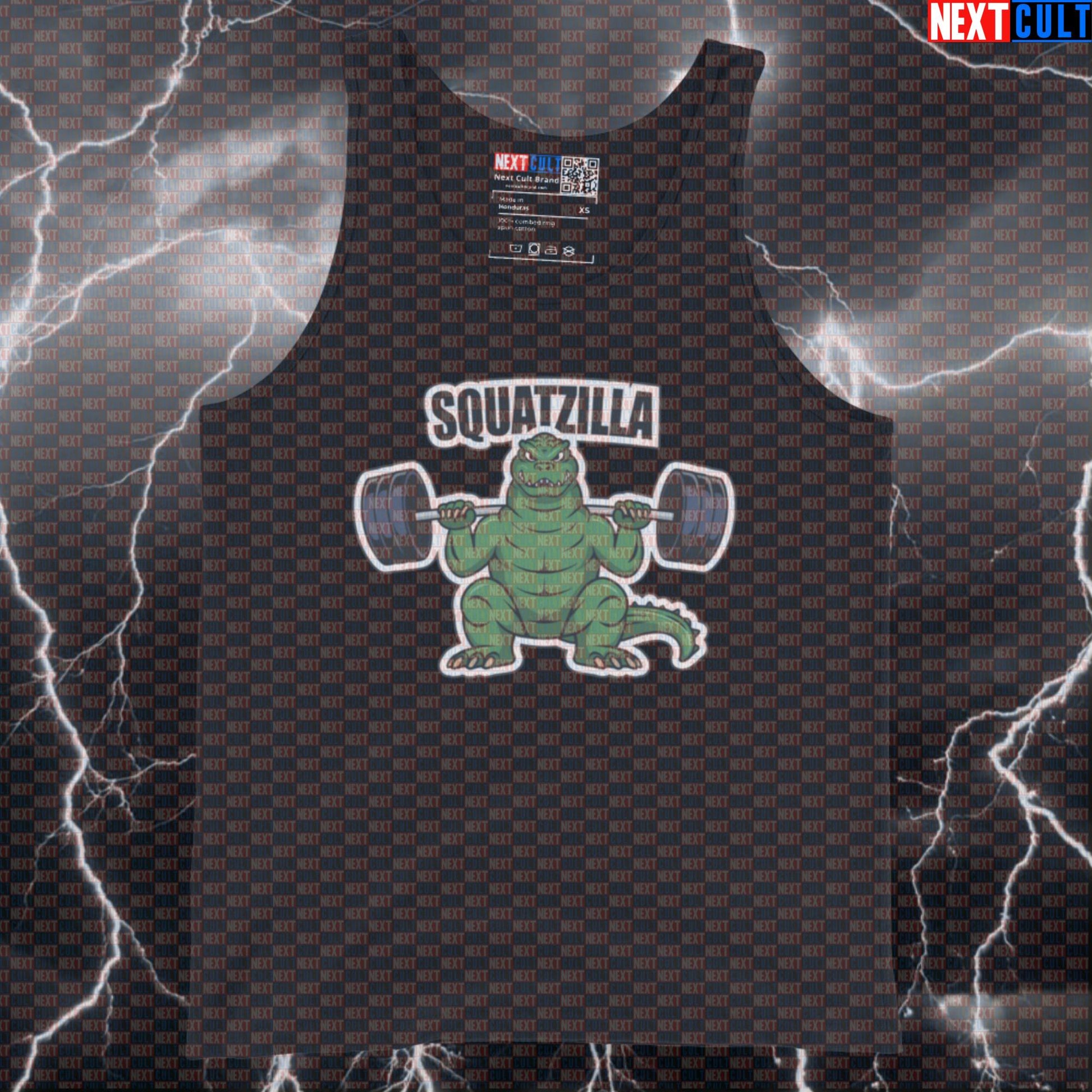 Squatzilla Funny Gym Meme Tank Top | Leg Day Workout Muscle Shirt For Lifters | Fitness Bodybuilding Vest Bodybuilding Fitness Gym Leg Day Powerlifting Workout Next Cult Brand