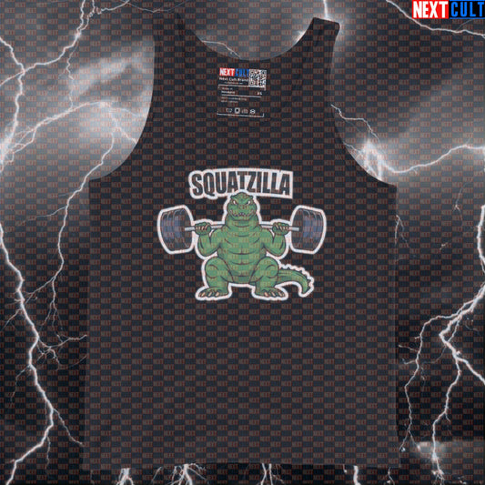 Squatzilla Funny Gym Meme Tank Top | Leg Day Workout Muscle Shirt For Lifters | Fitness Bodybuilding Vest Bodybuilding Fitness Gym Leg Day Powerlifting Workout Next Cult Brand