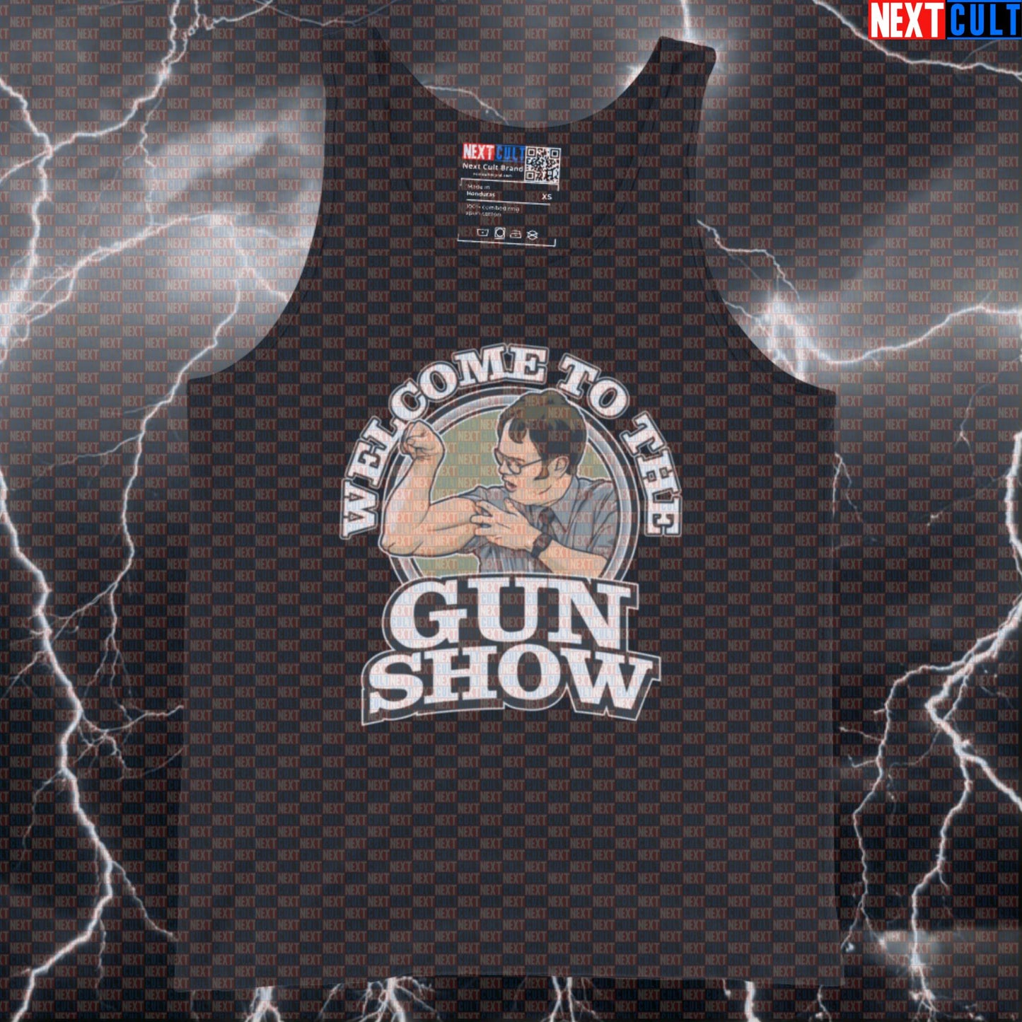 Dwight Schrute Gun Show Gym Tank Top | Funny The Office Muscle Shirt | Bicep Workout Vest for Men Tank Tops Bodybuilding Fitness Gym The Office TV TV Shows Workout Next Cult Brand