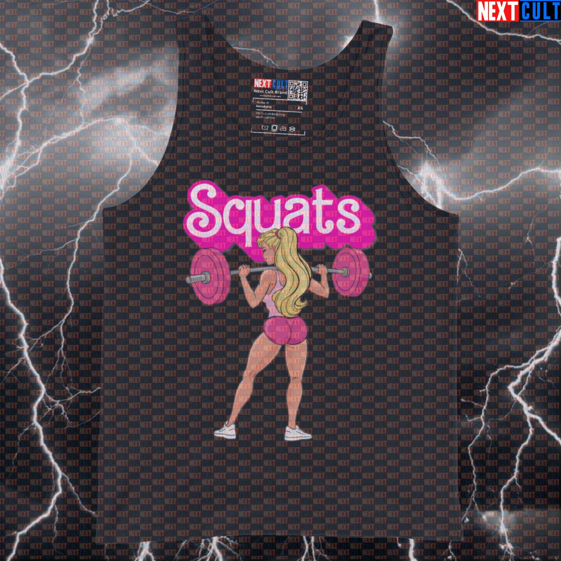 Funny Squats Booty Builder Tank Top | Barbie Gym Meme Muscle Shirt For Leg Day & Strong Women Tank Tops Barbie Bodybuilding Films Fitness Gym Leg Day Powerlifting Workout Next Cult Brand