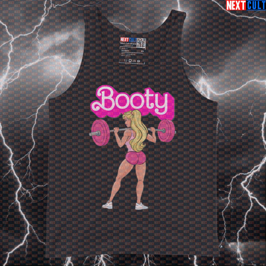 Funny BootyBuilder Gym Tank Top | Muscle Shirt For Leg Day & Squats | Barbie Fitness Meme Athletic Shirt Tank Tops Barbie Bodybuilding Films Fitness Gym Leg Day Powerlifting Workout Next Cult Brand