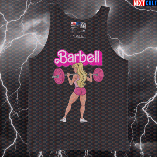 Funny Barbie & Barbells Gym Tank Top | Muscle Shirt For Strong Women | Leg Day Workout Athletic Shirt Tank Tops Barbie Bodybuilding Films Fitness Gym Leg Day Powerlifting Workout Next Cult Brand