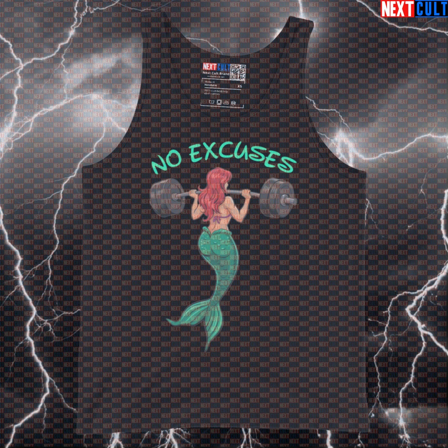 Funny No Excuses Mermaid Gym Tank Top | Motivational Workout Vest For Strong Women Lifters | Fitness Meme Top Bodybuilding Films Fitness Gym Leg Day Powerlifting Workout Next Cult Brand