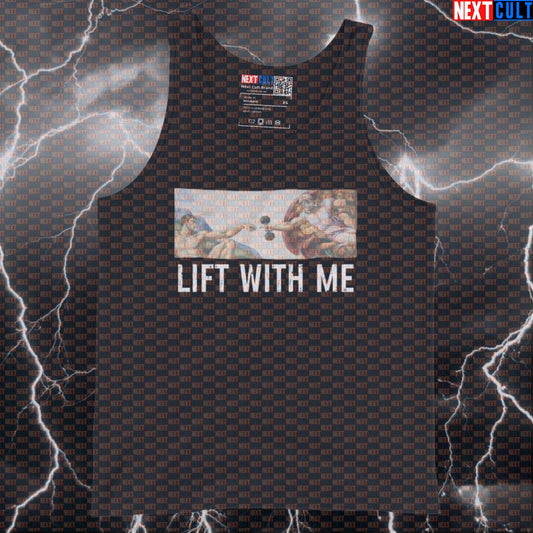 Lift With Me Gym Renaissance Tank Top | Funny Michelangelo Sistine Chapel Muscle Shirt for Lifters Art Bodybuilding Gym Powerlifting Workout Next Cult Brand