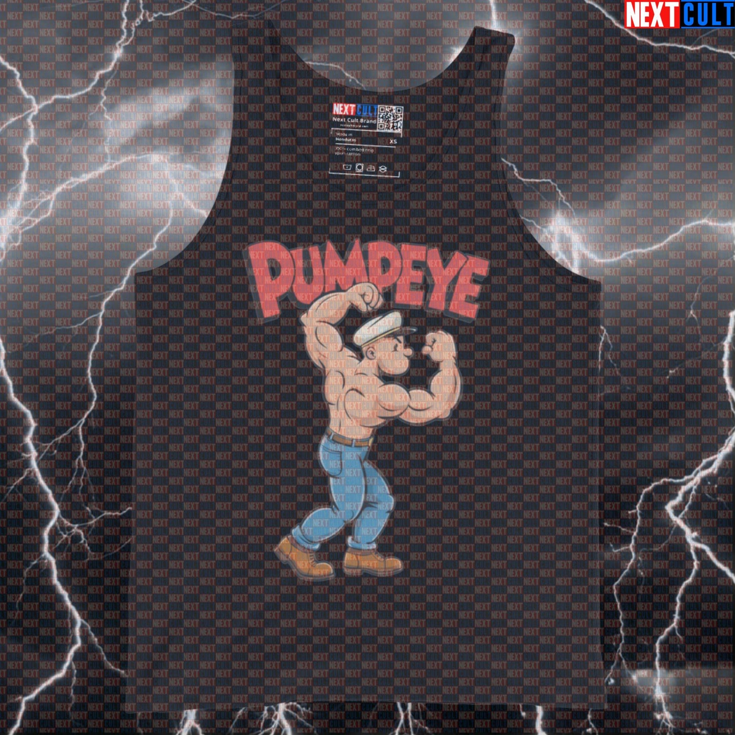 Pumpeye Gym Tank Top | Funny Forearm Gains Muscle Shirt For Grip Training | Popeye Meme Vest Bodybuilding Films Fitness Grip Training Gym Workout Next Cult Brand