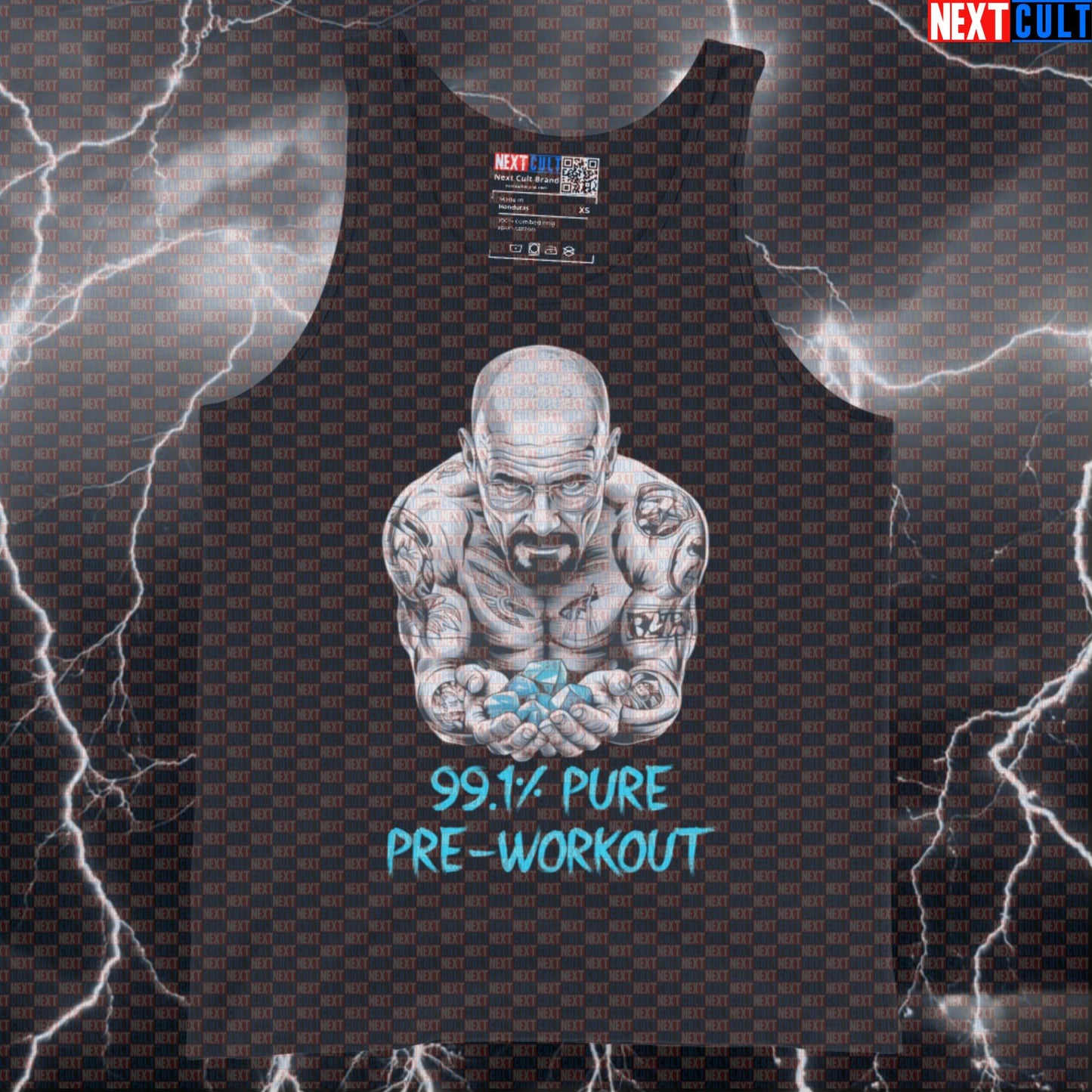 99.1% Pure Pre-Workout Funny Gym Tank Top | Breaking Bad Parody Muscle Shirt For Lifters & Gym Bros Tank Tops Bodybuilding Breaking Bad Fitness Gym TV Workout Next Cult Brand