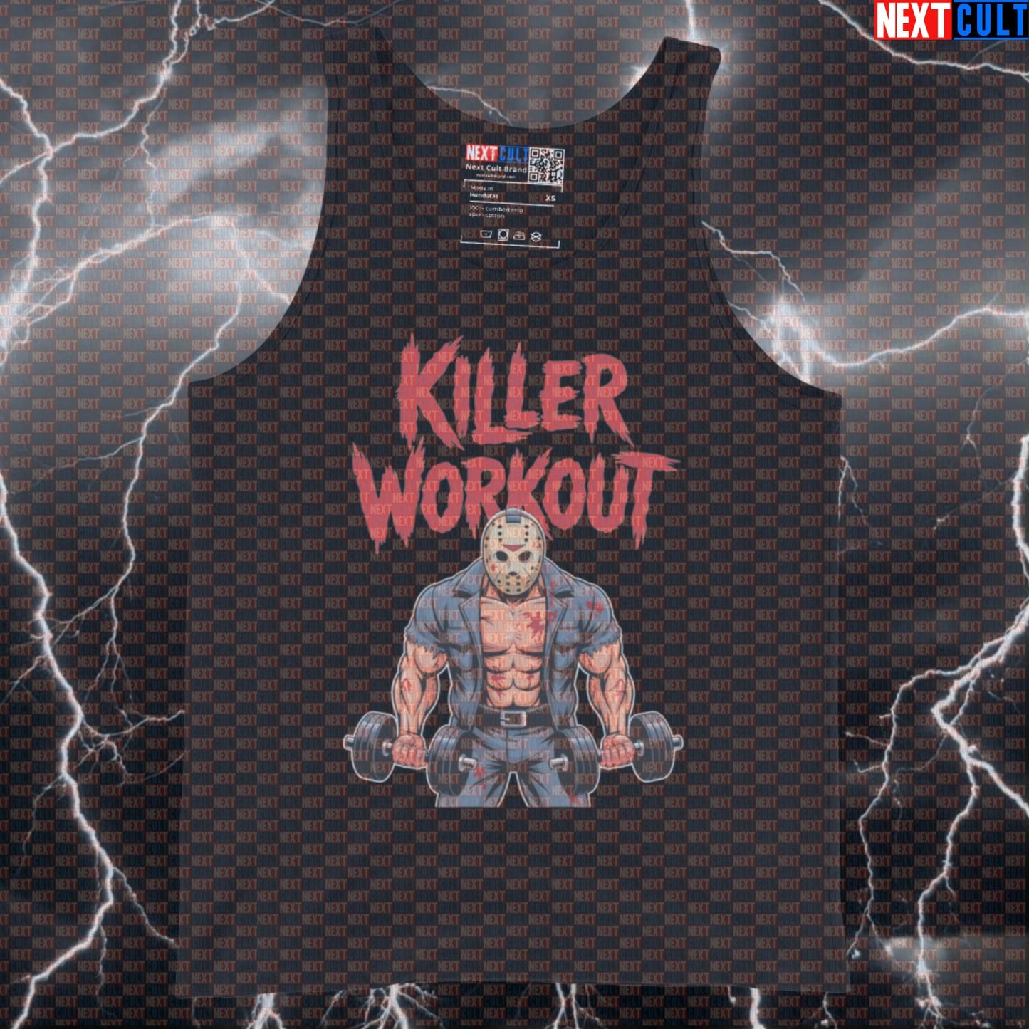 Horror Themed Killer Workout Gym Tank Top | Friday the 13th Muscle Shirt | Spooky Fitness Meme Vest Tank Tops Bodybuilding Films Fitness Gym Halloween Workout Next Cult Brand