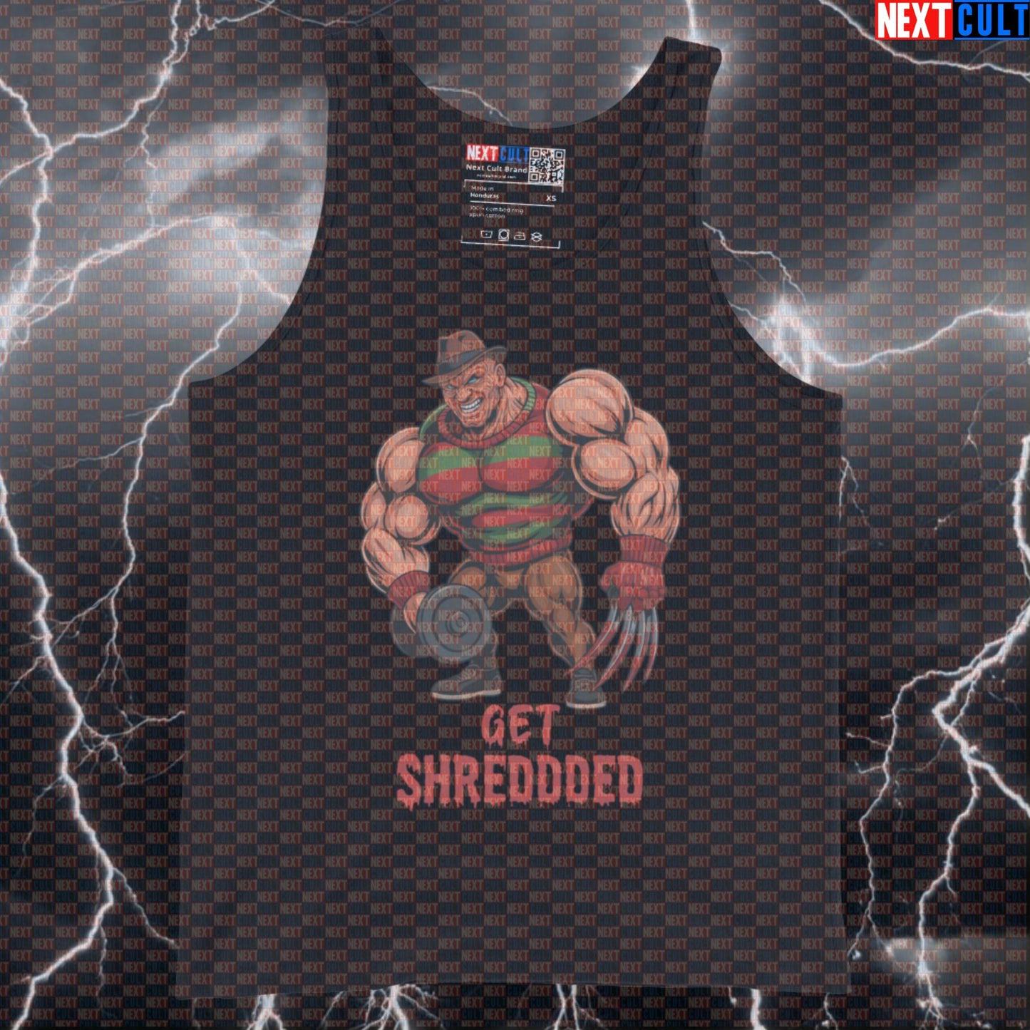 Get Shredded Freddy Krueger Funny Gym Tank Top | Horror Meme Workout Vest Bodybuilding Films Fitness Gym Halloween Workout Next Cult Brand