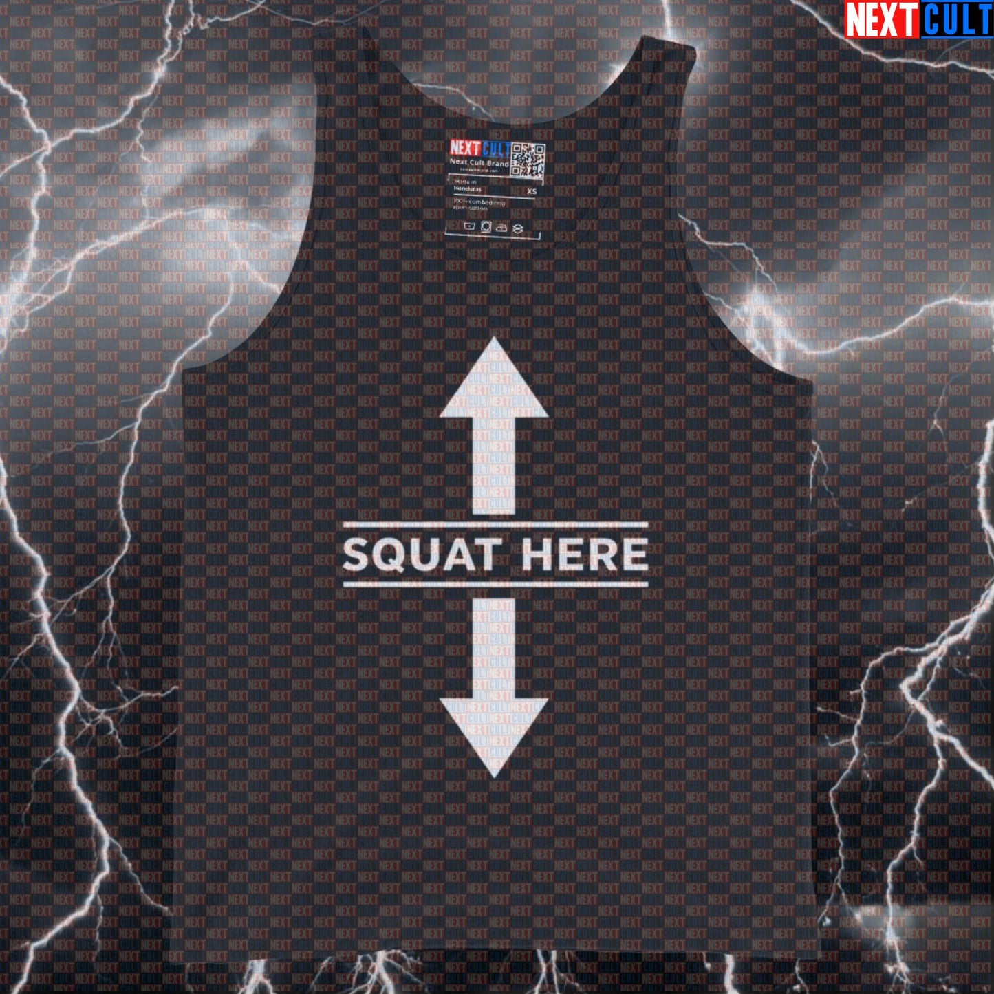 Squat Here Funny Gym Tank Top | Edgy Muscle Shirt For Lifters | Gym Humor Meme Workout Vest Tank Tops Bodybuilding Fitness Gym Leg Day Powerlifting Workout Next Cult Brand