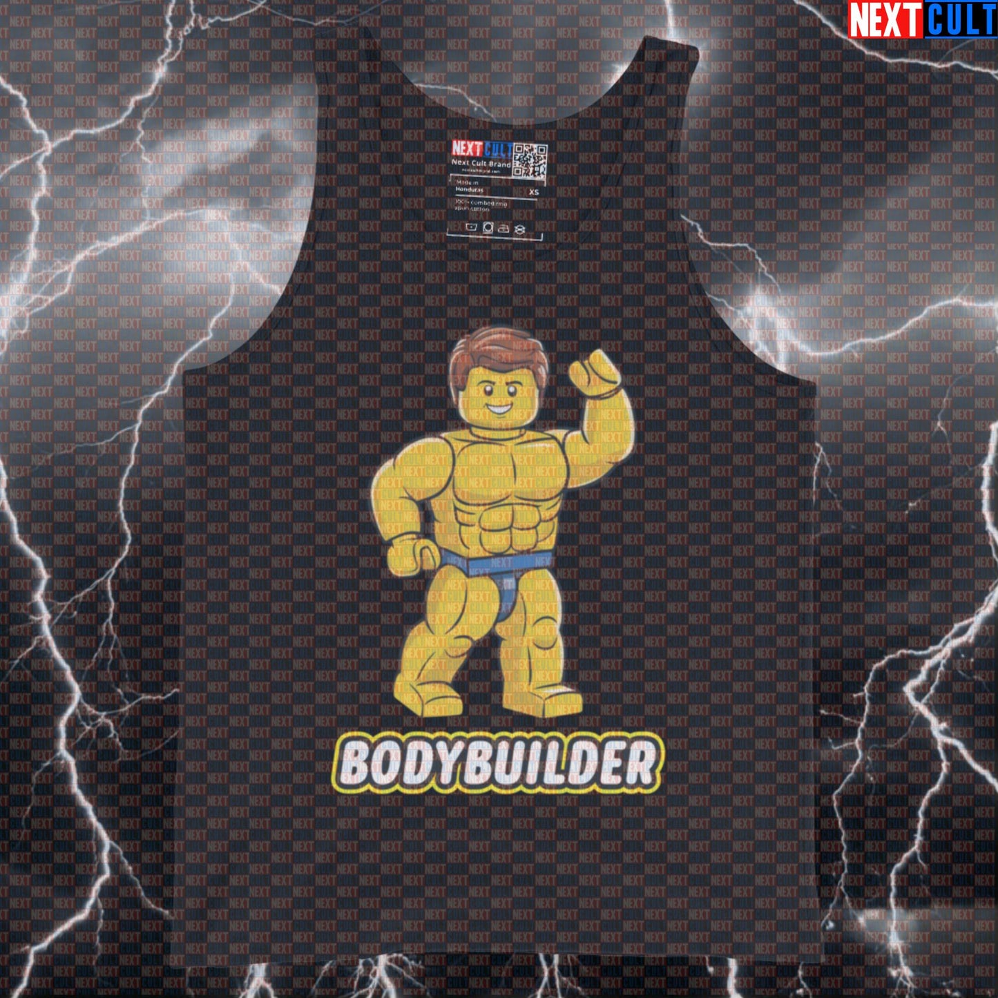 Funny LEGO Bodybuilder Gym Tank Top | Muscle Shirt For Lifters & Fitness Meme Fans | Athletic Vest Tank Tops Bodybuilding Fitness Gym LEGO Workout Next Cult Brand