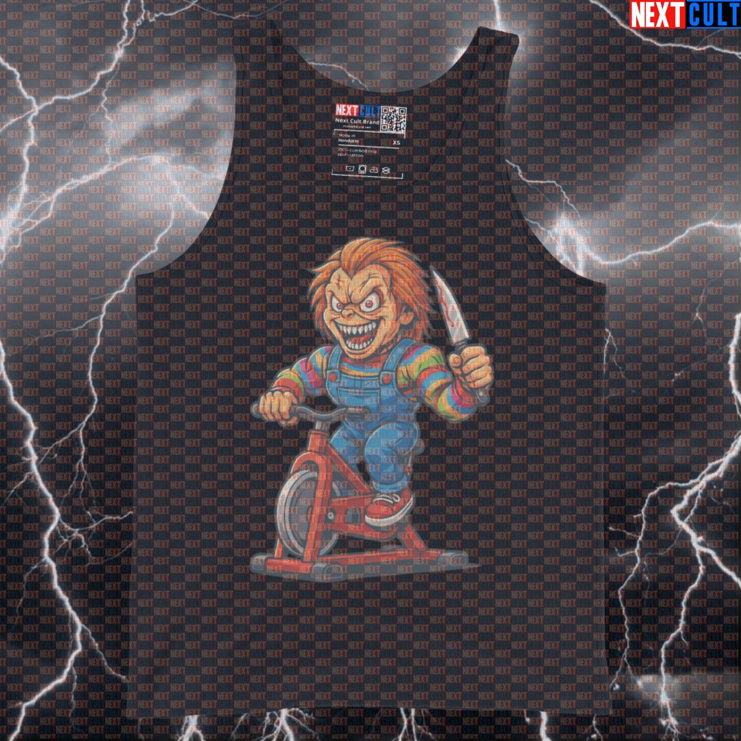 Chucky's Cardio Revenge Gym Tank Top | Scary Horror Workout Vest For Bodybuilding Tank Tops Cardio Films Fitness Gym Halloween Workout Next Cult Brand
