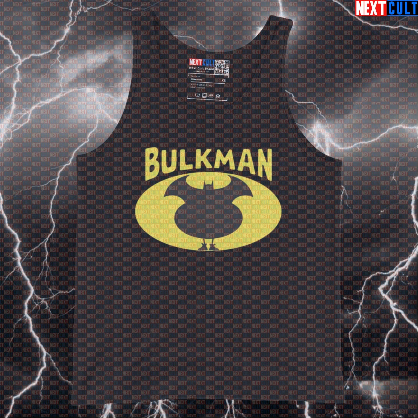 Bulkman Funny Gym Tank Top | Bulking Batman Meme Muscle Shirt | Bodybuilding Vest For Lifters Batman Bodybuilding Bulking Films Fitness Gym Justice League Superheroes Workout Next Cult Brand