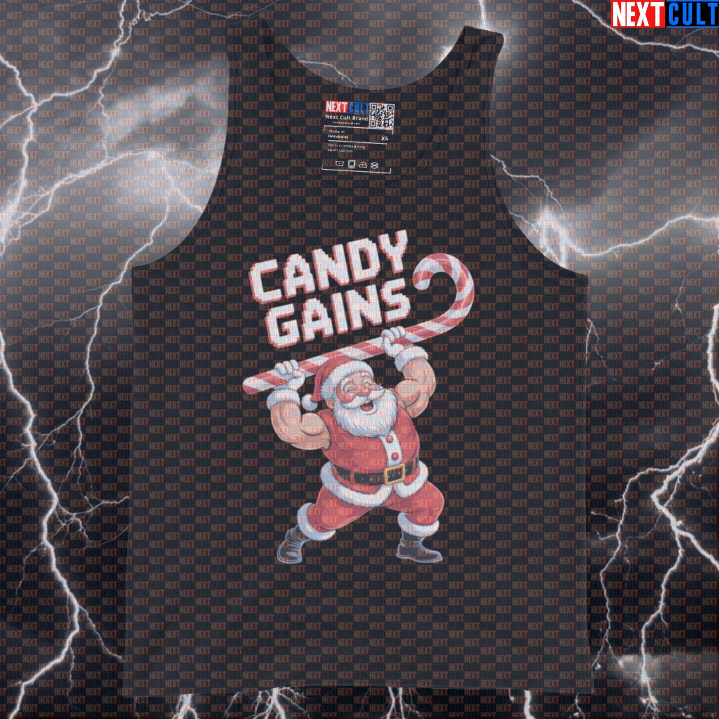 Funny Swole Santa Gym Tank Top | Candy Gains Christmas Workout Vest | Festive Muscle Shirt Bodybuilding Christmas Fitness Gym Workout Next Cult Brand