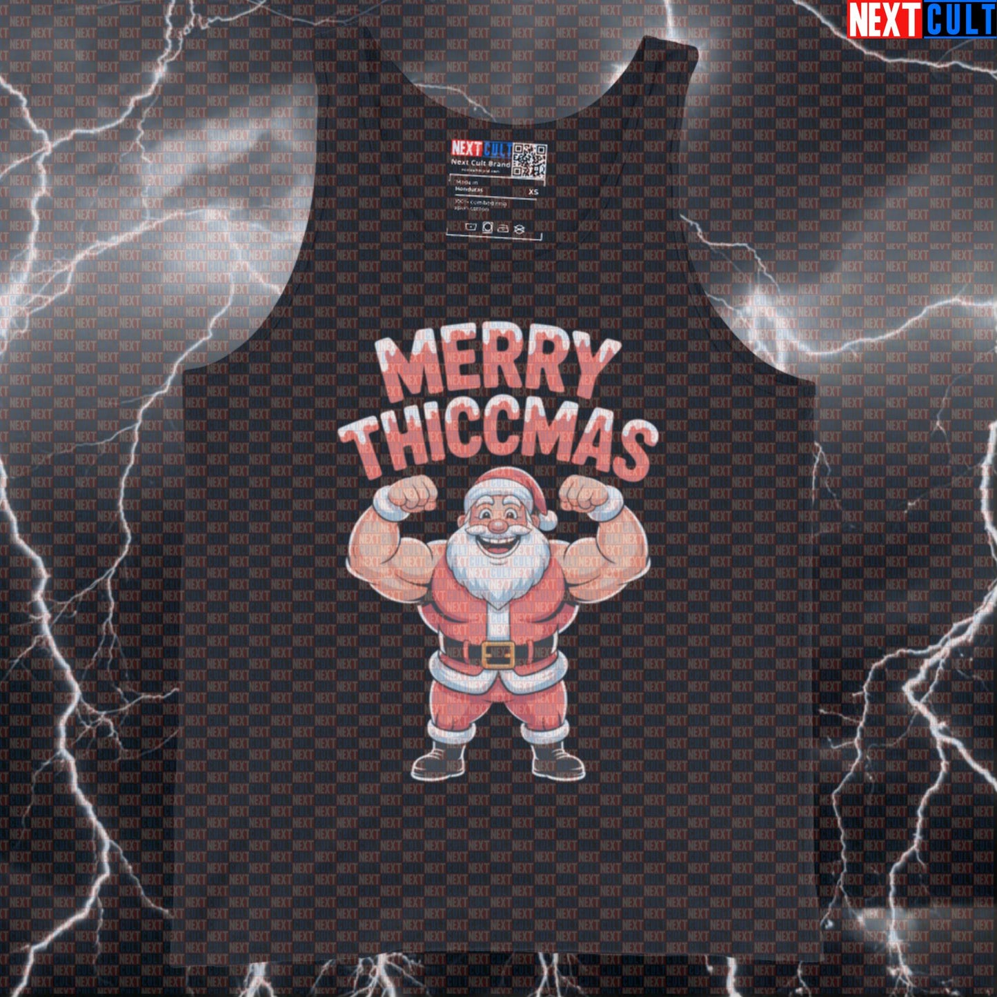 Funny Merry Thiccmas Gym Tank Top | Santa Claus Muscle Shirt For Lifters | Festive Workout Vest Bodybuilding Christmas Fitness Gym Workout Next Cult Brand